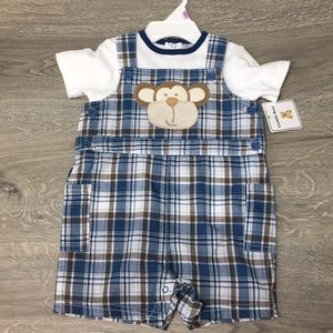 🎄 5/$30 Cuddle Bear Baby Boy Overall/shirt set